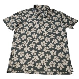 Chubbies Daisy Chain Range Polo Short Sleeve Floral Green Tropical Collar Mens L